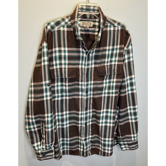 Duluth Trading Co Crosscut Flannel Shirt Plaid‎ Long Sleeve Button Down Mens XL - Picture 1 of 5